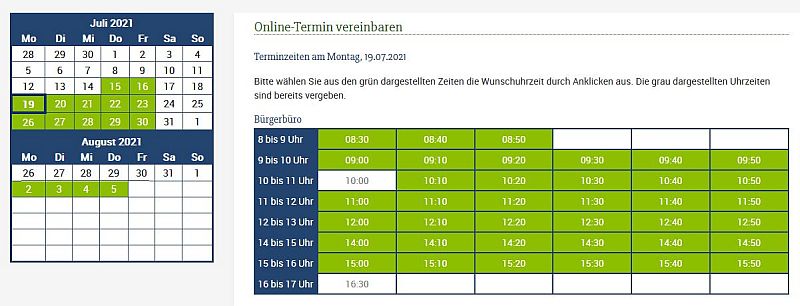 Auswahl Termin